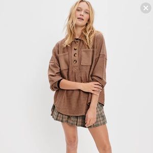 American Eagle textured henley sweatshirt